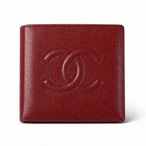 Chanel Vintage CC Pebbled Calfskin Bi-Fold Wallet Burgundy – Made in France